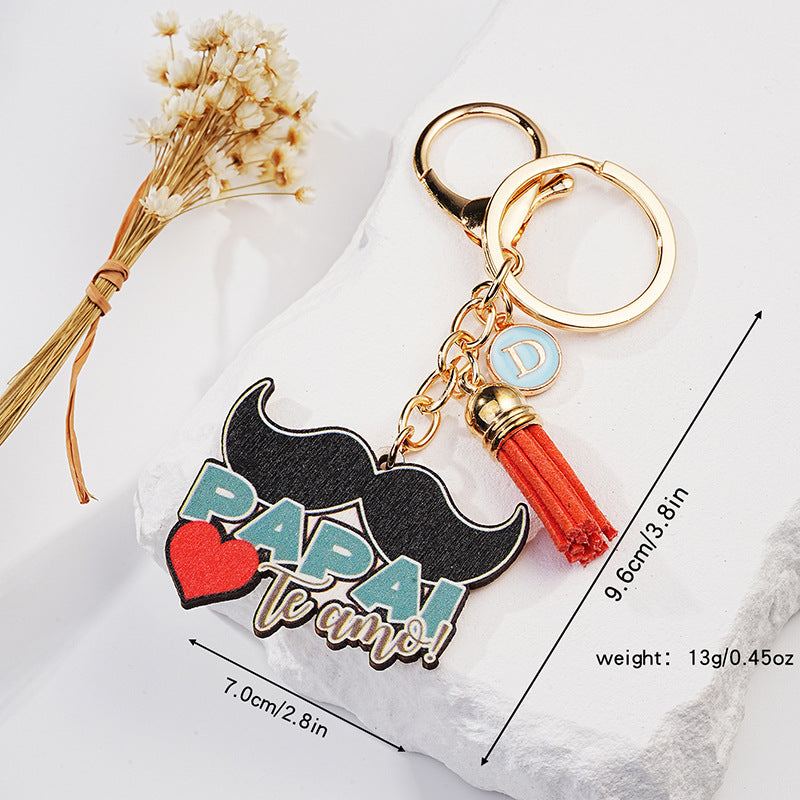Wholesale Father's Day Bearded Cartoon English Keychain